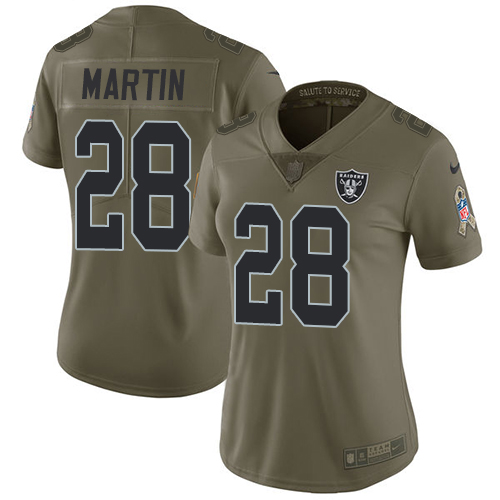 Nike Raiders #28 Doug Martin Olive Women's Stitched NFL Limited Salute to Service Jersey